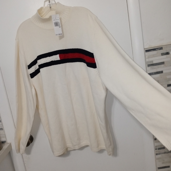 Vintage Tommy Hilfiger Long Sleeve Pullover Cowl neck Sweater Chunky knit logo - Picture 5 of 8